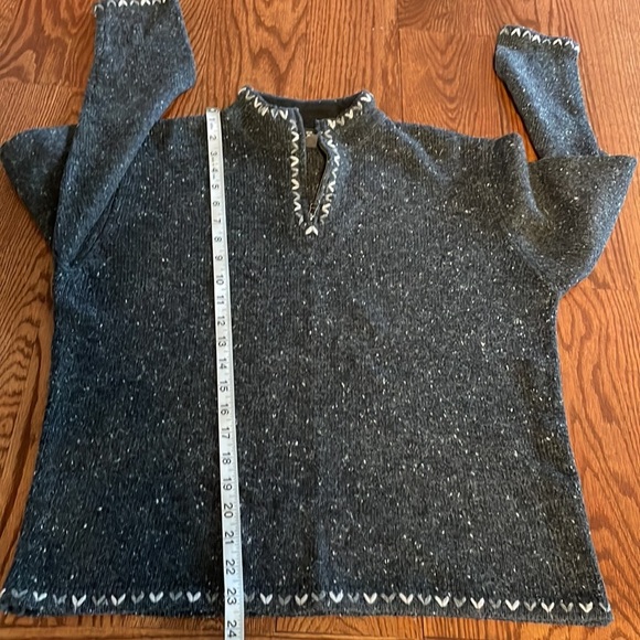 VTG WOOLRICH women’s mock 1/4 zip wool blend black fleck sweater size large - Picture 12 of 12